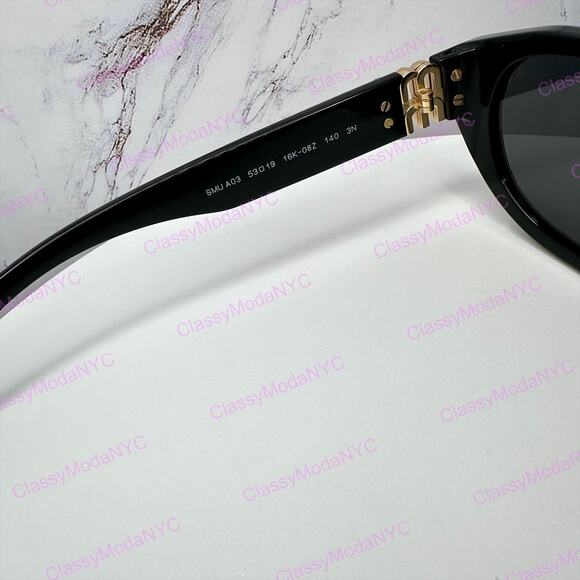 New MIU MIU Sunglasses Black Gold Rectangle Cat Eye Geometric Authentic main image 5